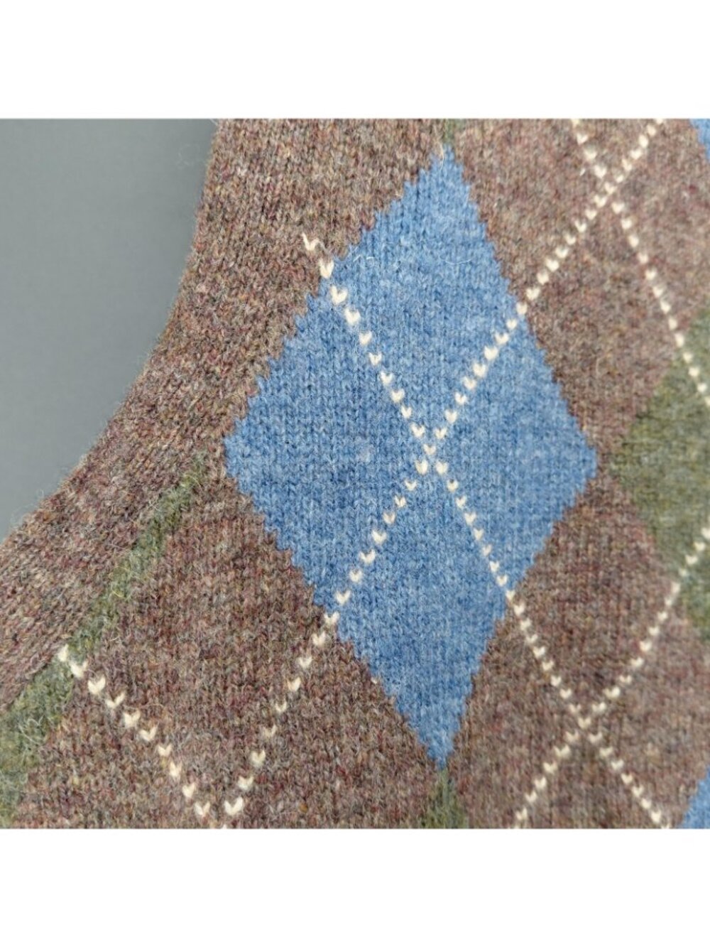 Vint Lands' End Sweater Vest Womens Large Brown Argyle Lambswool Preppy Academia - Picture 9 of 13